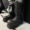 Heißer Verkauf Leder Stiefel Schnüren Große Runde Kappe Britischen Stil Höhe Zunehmende Quadratische Ferse Solide Winter Mid-Kalb schuhe Neue Trend