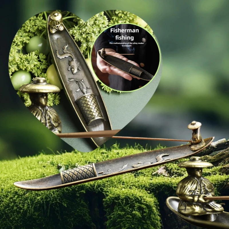 Kreative Weihrauch Halter Boot Angeln Männer Räuchergefäß Japanischen Stil Weihrauch Stick Brenner Aromatherapie Ornament Wohnkultur Image