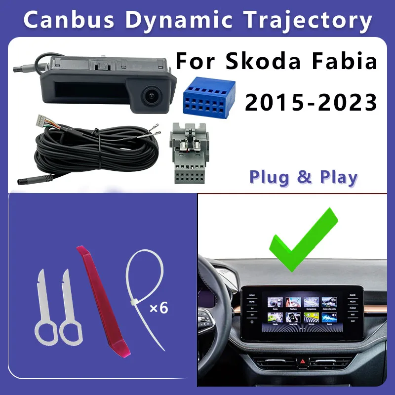 iTOPCAM Rückfahrkamera für Skoda Fabia III IV 2015–2024, OEM-Radio mit dynamischer Canbus-Flugbahn, Plug-and-Play Image