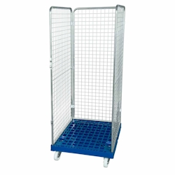 Oswald Transportgeräte Rollbehälter hoch, 3-seitig, Rollplatte geschlossen aus Kunststoff, 724 x 815 x 1.800 mm, 500 kg, Nutzhöhe 1.610 mm, Hygiene Grau Image