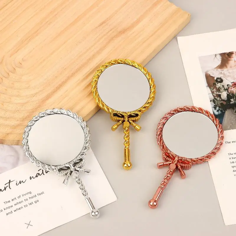 【YY34】Vintage tragbarer Hand-Make-up-Spiegel, runde Kosmetikspiegel, europäischer Stil, edler Hofspiegel, Beauty-Tool