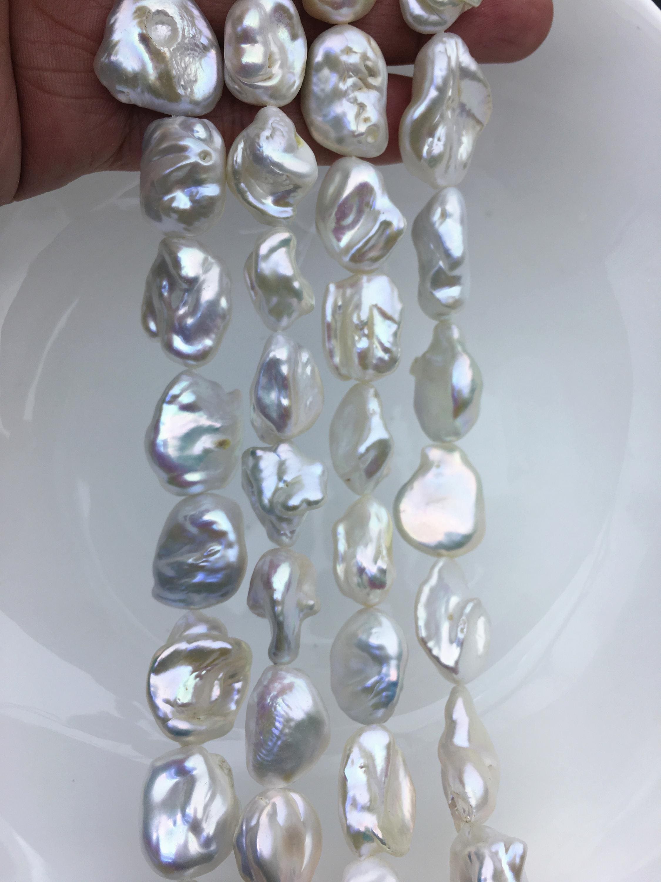 Perle d'acqua dolce Keshi bianche spesse AA+ 14-16 mm, perle d'acqua dolce sfuse fai da te, prezzo all'ingrosso, perle all'ingrosso dalla Cina, ZS-200