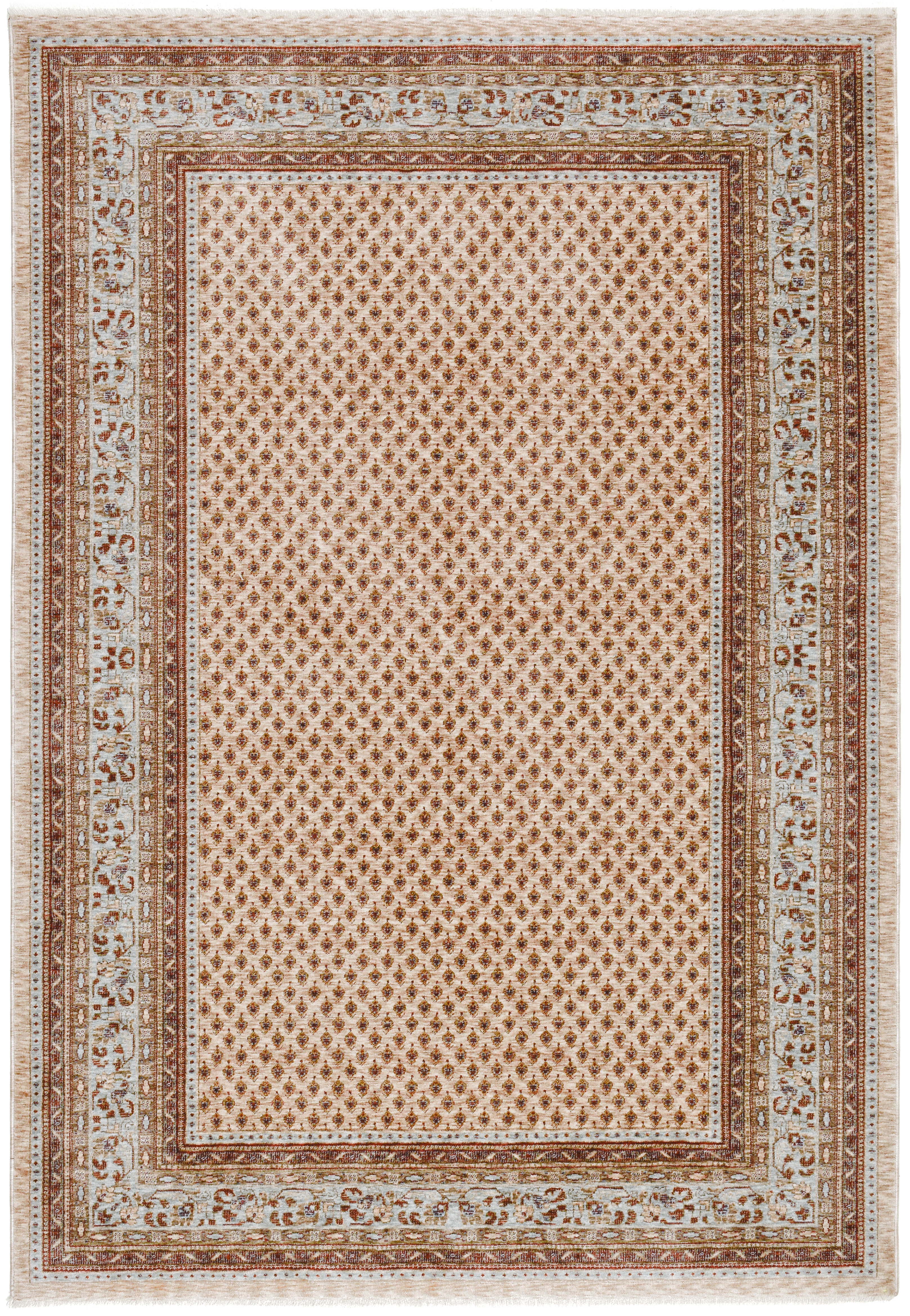 Teppich THEKO "Mir", bunt (beige multi), B:240cm H:10mm L:290cm, Polyester, Teppiche, Kurzflor, Orient-Optik, mit Bordüre & Fransen, pflegeleicht Image