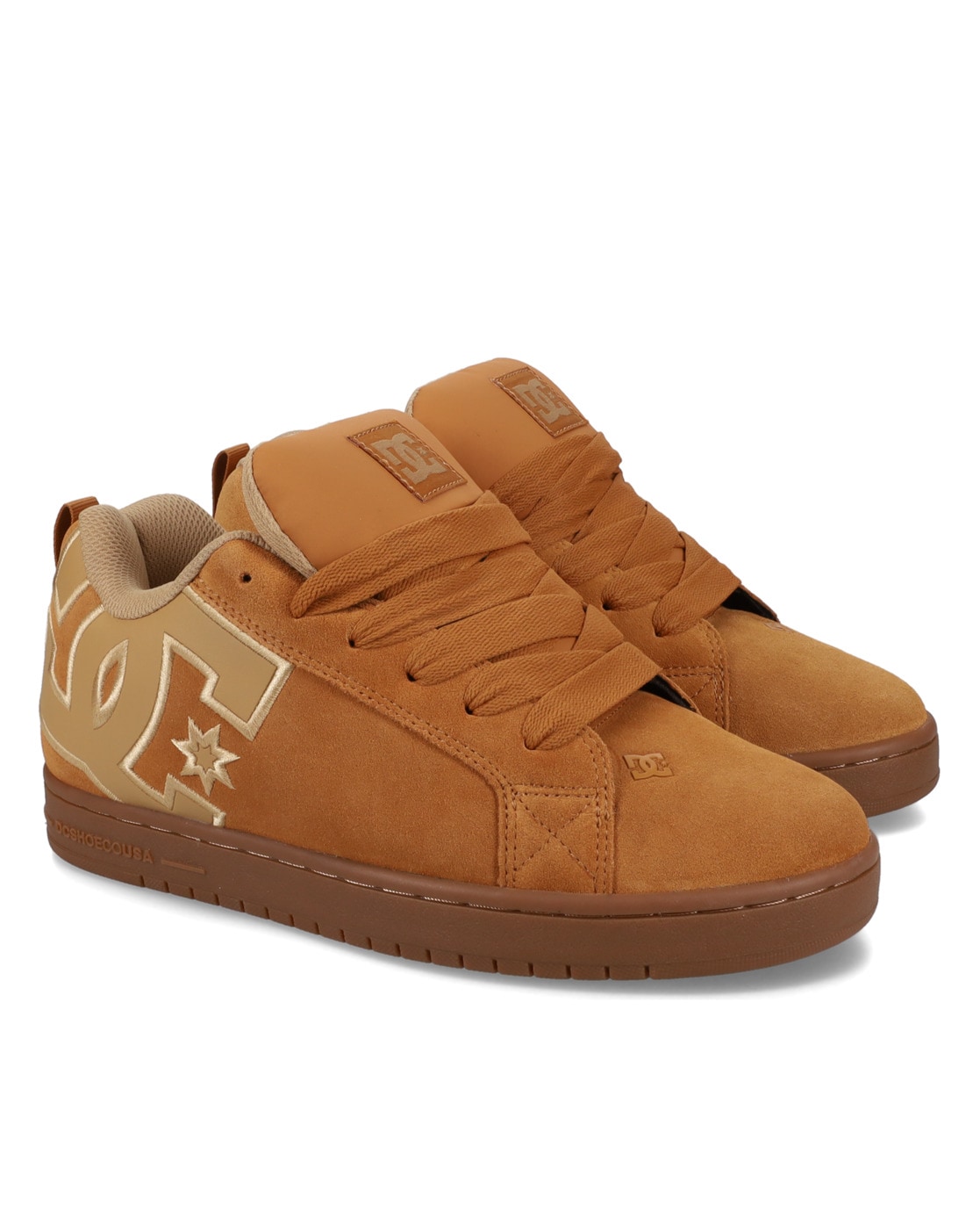 Sneaker DC SHOES "Court Graffik", Gr. 10 (43), braun (braun, gum), 57.05% Leder, 28.2% Synthetikmaterial, 13.87% Polyester, 0.88% Textil, Schuhe