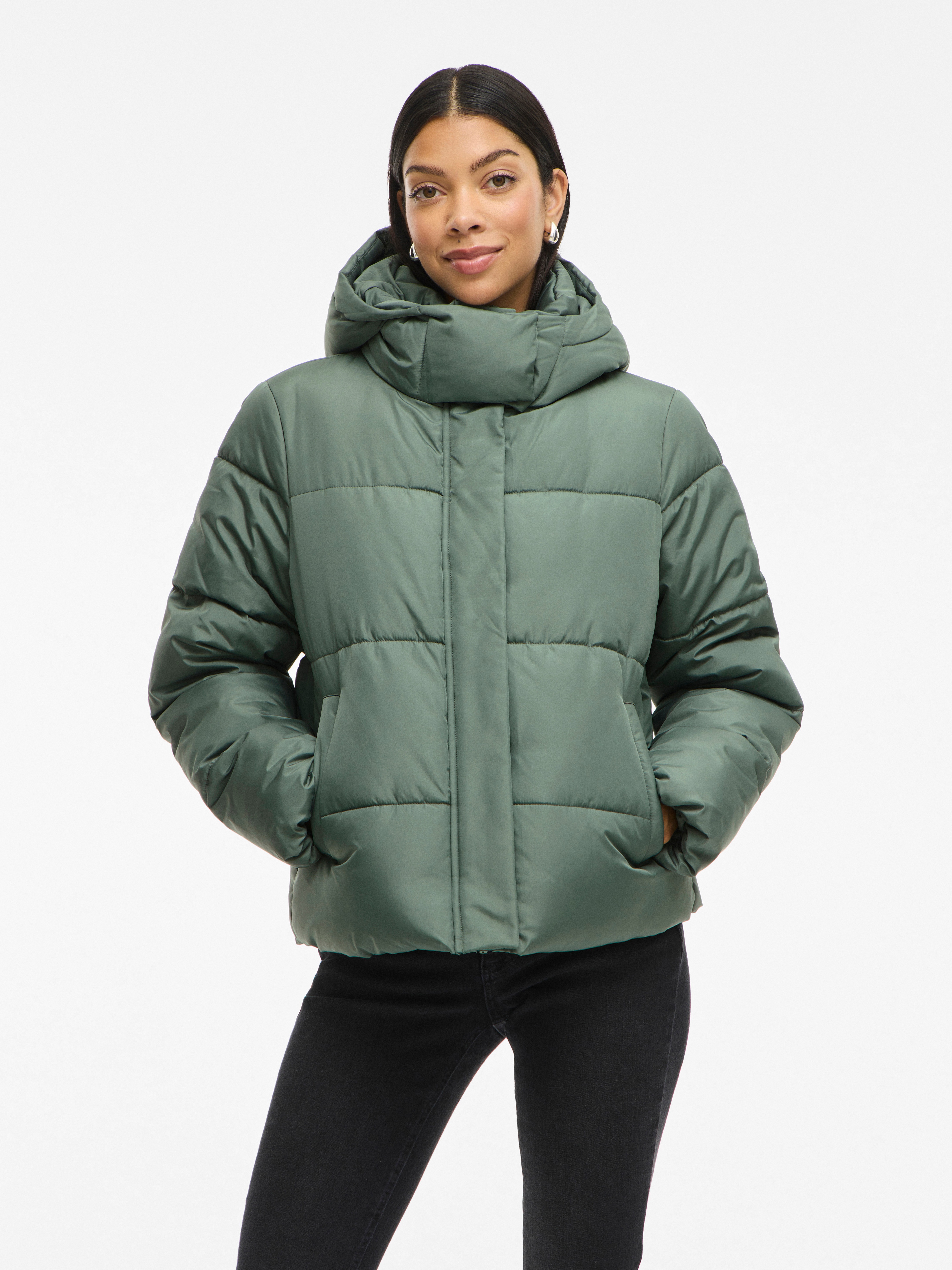 Steppjacke VILA "VIMILJA PADDED PUFFER - NOOS", Damen, Gr. 44, laurel wreath, Web, Obermaterial: 100% Polyester, unifarben, Modisch, regular fit, Jacken Image
