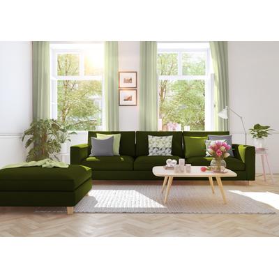 Vorhang WIRTH "Sunday", grün (oliv), B:142cm H:305cm, Baumwolle, Polyester, Gardinen, nach Maß Image