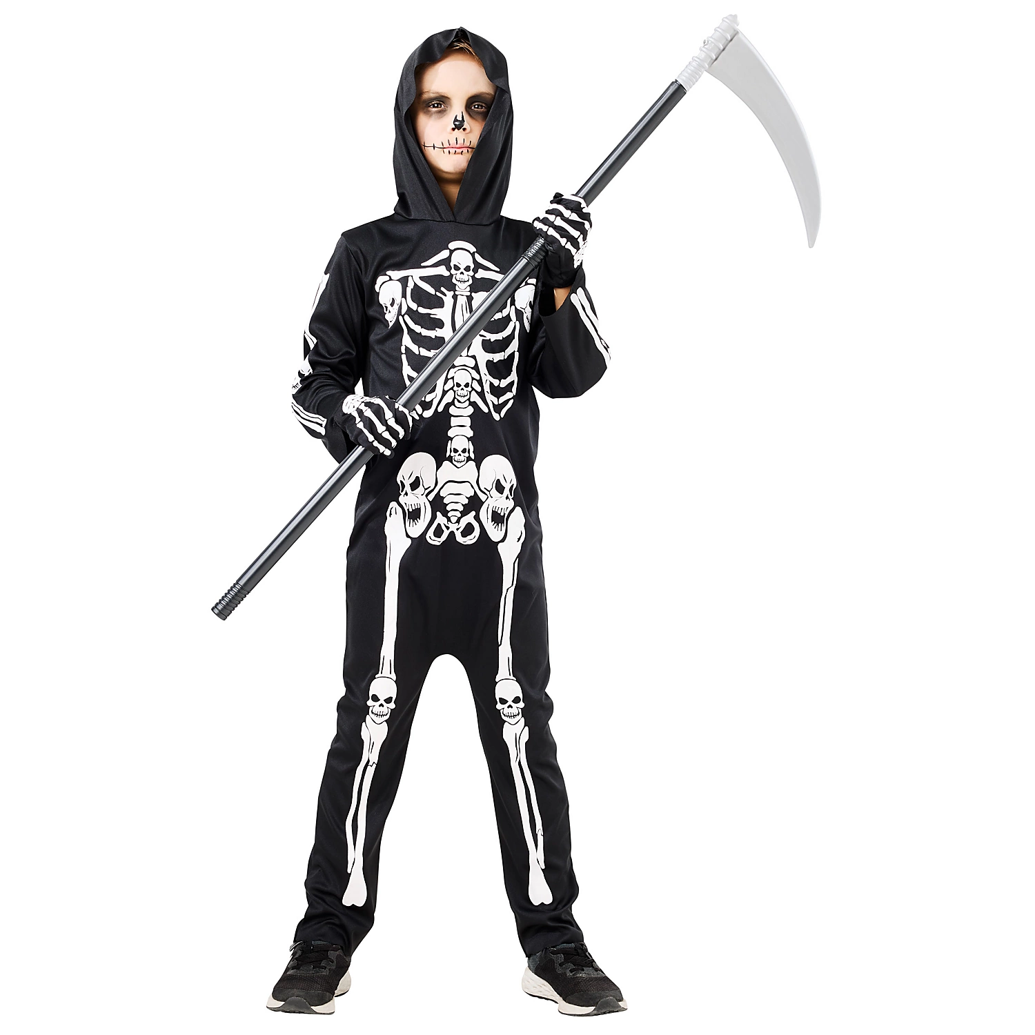 Kinder-Overall Skelett, schwarz/weiß