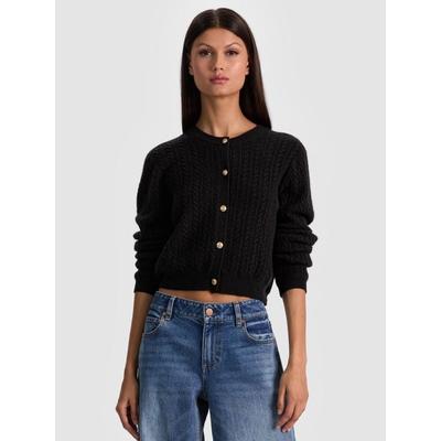 Dollie Cashmere Cableknit Cardigan - Black - Alice + Olivia Knitwear