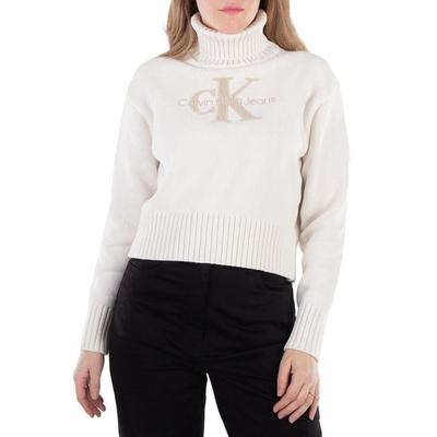 Monogram Roll Neck Jumper - White - Calvin Klein Knitwear