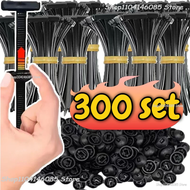 Auto Nylon Schwarz Kabelbinder Push Mount Kabelbaum Verschluss Kabel Klemme Clips Kabelbinder Management Auto Draht Organisatoren Image