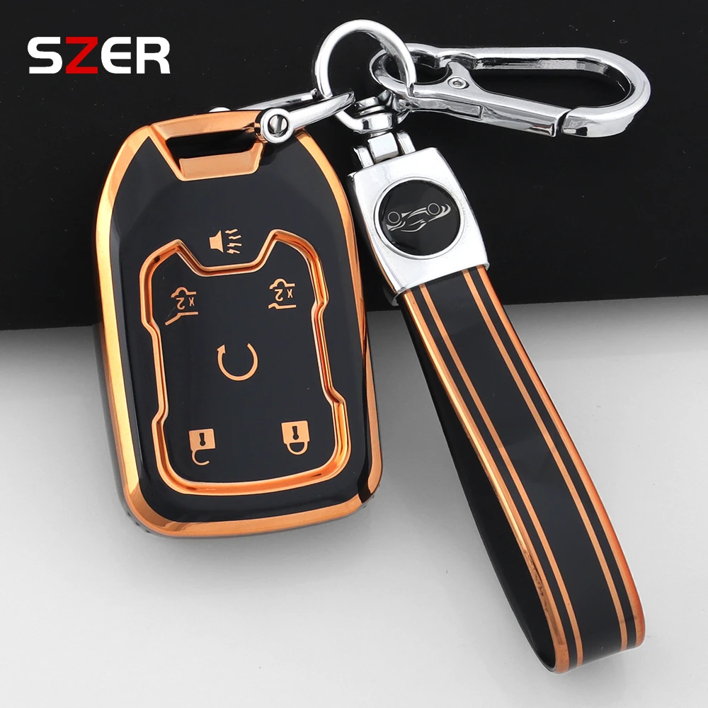 6-Taste TPU Auto Fernbedienung Schlüssel Fall Abdeckung Shell Für CHEVROLET Silverado GMC Sierra 1500 2500HD 3500HD Terrain Acadia 2020 2021 2022 Image