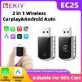 EKIY Adattatore CarPlay Wireless 2 in 1 USB Turn Wired CarPlay Android Auto a CarPlay Wireless Android Auto BT Wifi Car Ai Box