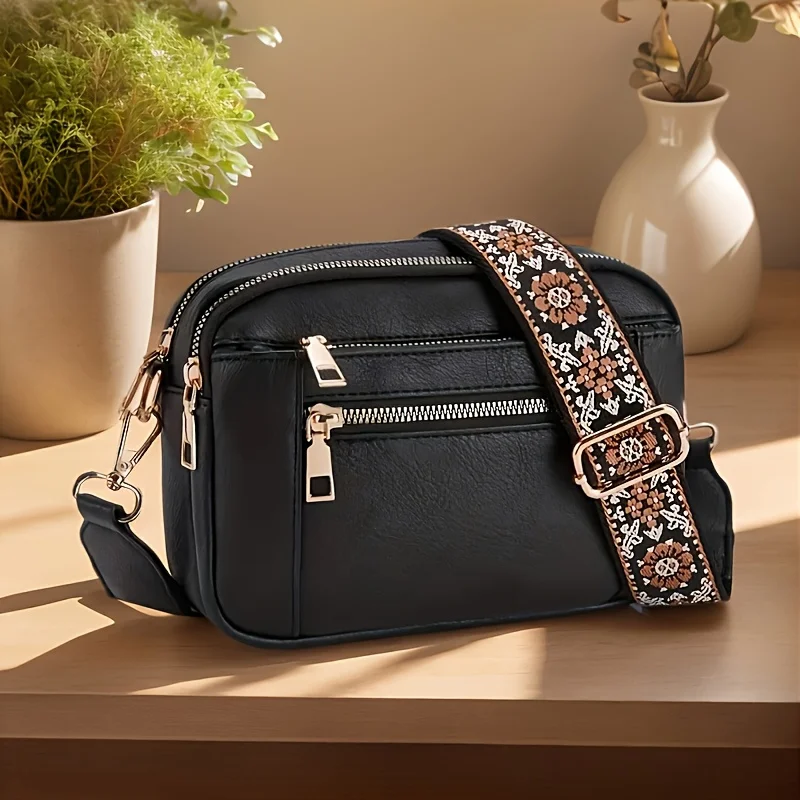Stilvolle quadratische PU-Umhängetasche für Damen, lässige Umhängetasche mit 4 Kartenfächern, perfekt für Reisen, Einkaufen, bestes Geschenk für Freunde Image