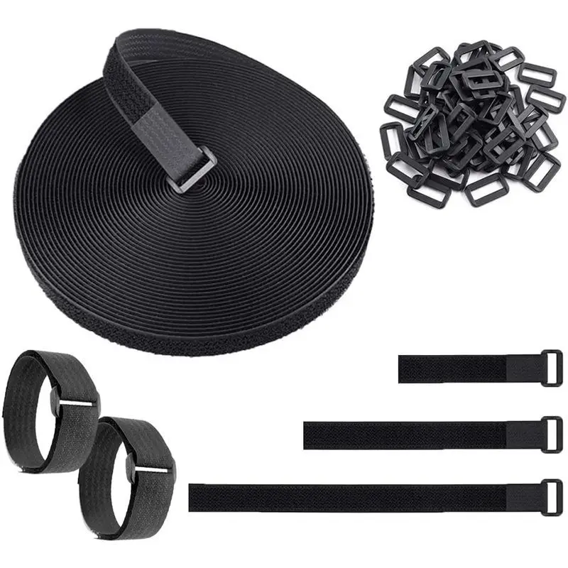 Selbstklebende Schlaufenriemen mit Schnallen, wiederverwendbare Nylon-Befestigungskabelbinder, verstellbares Befestigungsband, Büro-Kabelmanagement Image