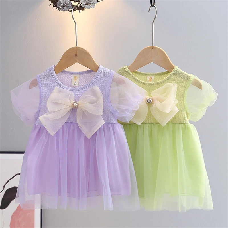 Lila Kleid für Baby Mädchen Mesh Schleife Prinzessin Kleid für Kinder Geburtstag Party Kleid Image
