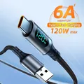 Cavo dati per telefono a ricarica rapida PD 120W Cavo display digitale a LED 6A per Xiaomi Huawei Samsung Oppo Cavi di ricarica rapida USB tipo C