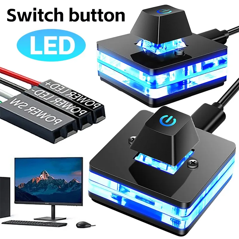 Drucktaste Desktop-Computer Schalter PC Motherboard Externe Start Power Computer Desktop Schalter für Home Office Verlängerung Kabel Image