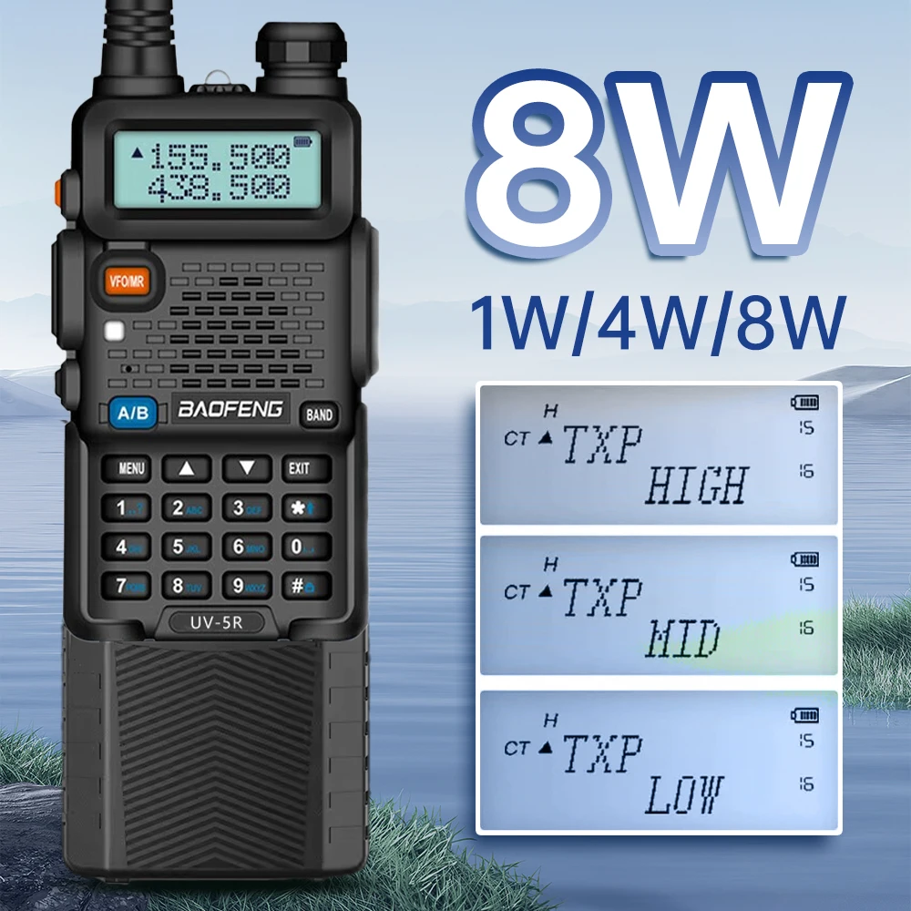 Baofeng Original Handheld Walkie Talkie UV-5R 8W 3800mAh 128-Kanal Dual-Band VHF UHF FM Radio für Outdoor-Kommunikation Image