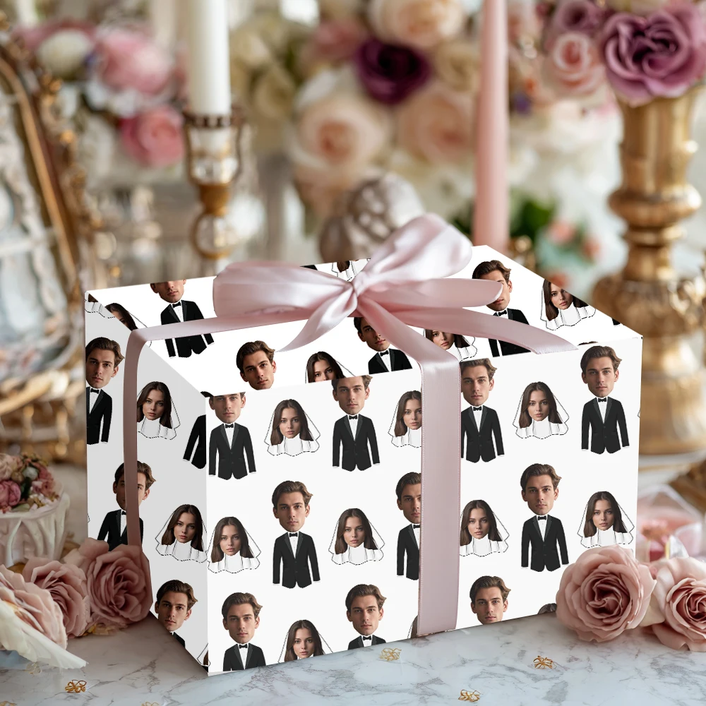 Maßgeschneidertes Geschenkpapier für Hochzeit, Bräutigam und Braut, Geschenkpapier zum Gedenken an Verlobungsfeiern Image