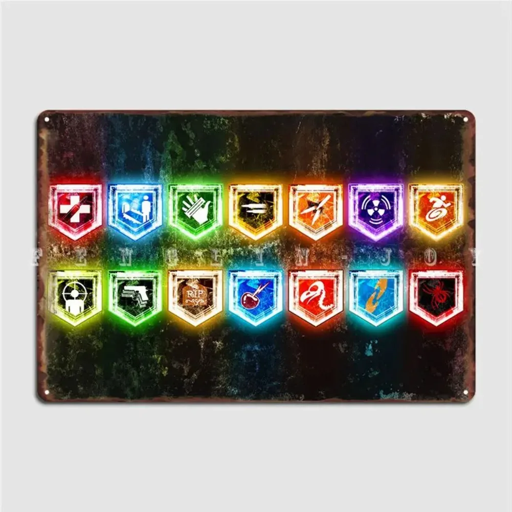 All Zombie Perks Metallschild Kino Küche Plaketten Club Bar Vintage Blechschild Poster Image