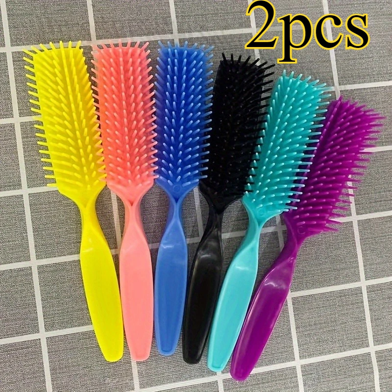 2-teiliges Hochleistungs-Haarbürsten-Set | Massagegerät und ergonomischer Griff im Salonstil | für häufige Styling-Bedürfnisse | Mehrfarbiges Kit für den Nass-/Trockengebrauch Image