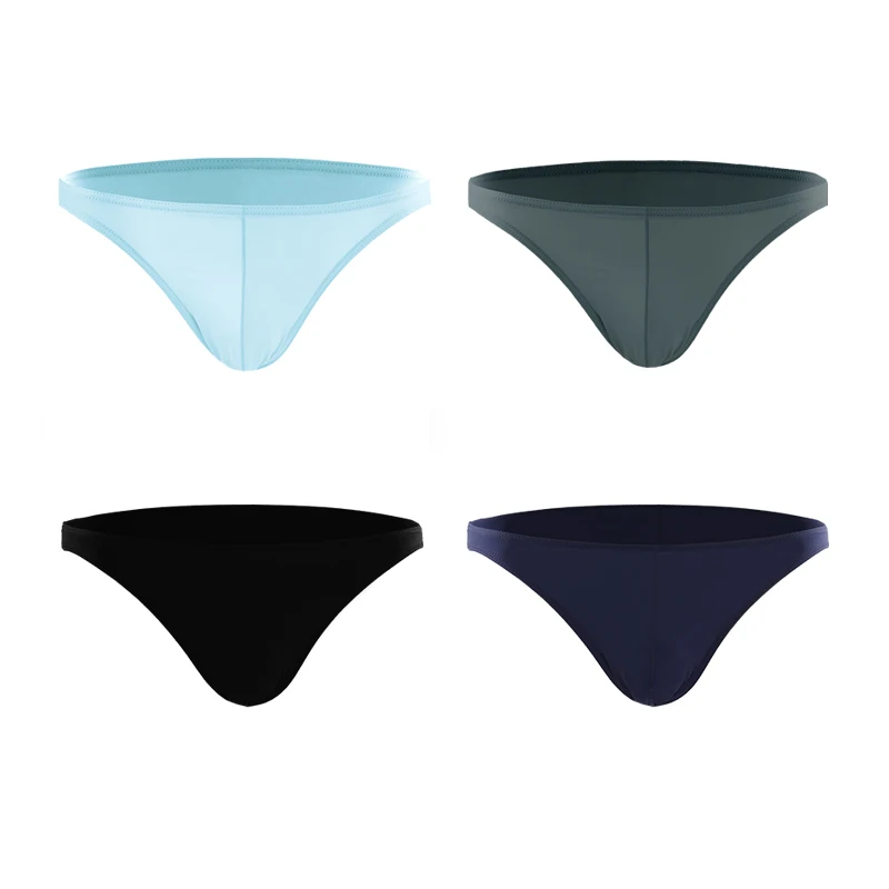 1pc Sommer schmale rand männer sport atmungsaktive eis seide unterwäsche dünne sexy niedrige taille enge nahtlose briefs Image