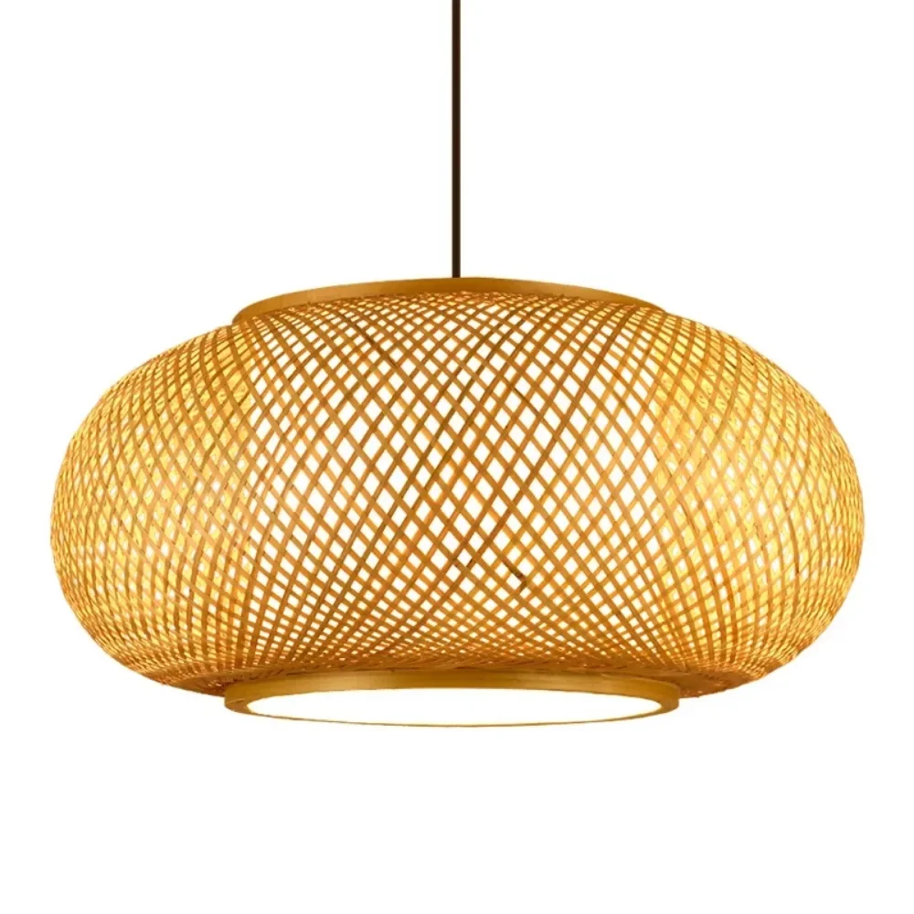Bambus Pendelleuchte Natürliche Rattan Kronleuchter E27 Handgestrickte Café Restaurant Wohnzimmer Dekor Hängelampe E27 40/50/60CM