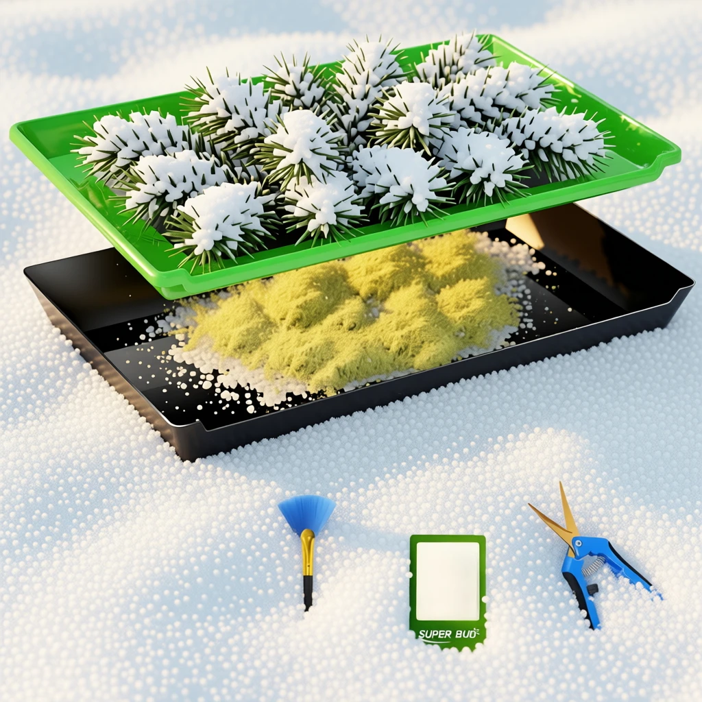 Trimmtablett-Set mit Trimmtablett, 150 Mikron, Pollenbildschirm, unten, Erntebehälter, Schere, Kräuter, Pflanze, Blume, Trockensieb, Zubehör Image