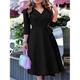Per donna Abito Midi Abito a trapezio Casual Quotidiano Ferie Vestibilità regolare Semplice Manica 3/4 Scollo a V Nero Vino Viola Estate Primavera Autunno