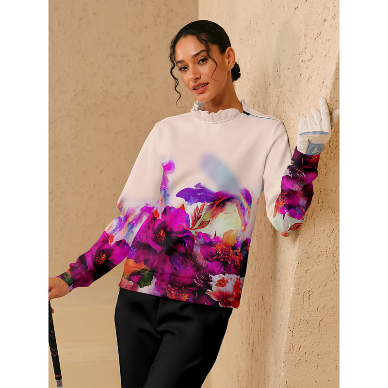 Women's Golf Pullover Sweatshirt Fuchsia Long Sleeve Top Ladies Golf Attire Clothes Outfits Wear Apparel