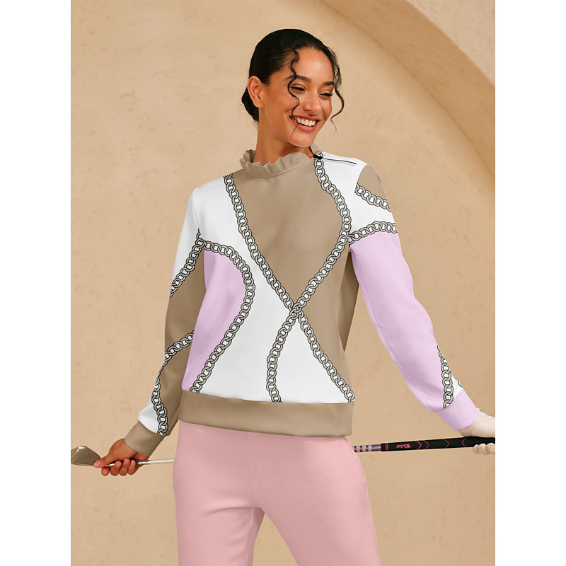 Women's Golf Pullover Sweatshirt White Long Sleeve Top Ladies Golf Attire Clothes Outfits Wear Apparel