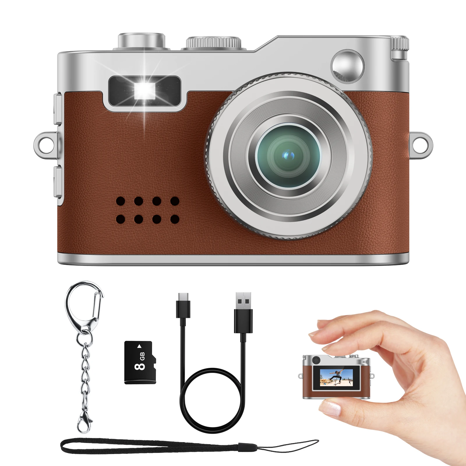 Mini Keychain Camera 1080p 2MP Digital Camera 200mAh Camera Toy WIth 8GB Card Gift For Boys Girls