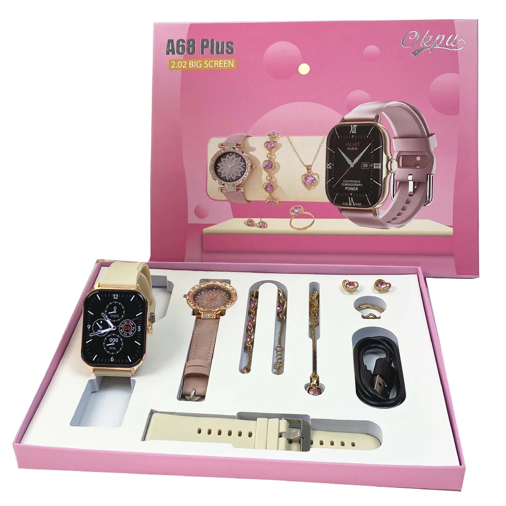 Coffret cadeau montre intelligente, collier, boucles d
