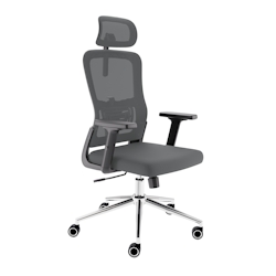 CLOUVOU BrightSeat, ergonomischer Bürostuhl, Rückenlehne mit Mesh Bezug, 2D-Armlehnen, 3D-Kopfstütze, FluxWheels, Anthrazit Image