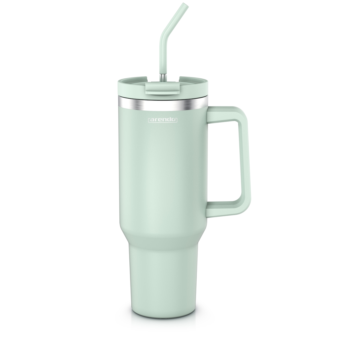 Arendo Thermobecher 1200 ml, Edelstahl Tumbler mit Deckel, Henkel, Strohhalm, doppelwandig, vakuumdicht, auslaufsicher Image