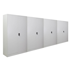 PROREGAL Mega Deal 4x Flügeltürenschrank ELEPHANT Metall Aktenschrank abschließbar 180x120x40cm Stahl 4 Ebenen Stahlschrank Lichtgrau Image