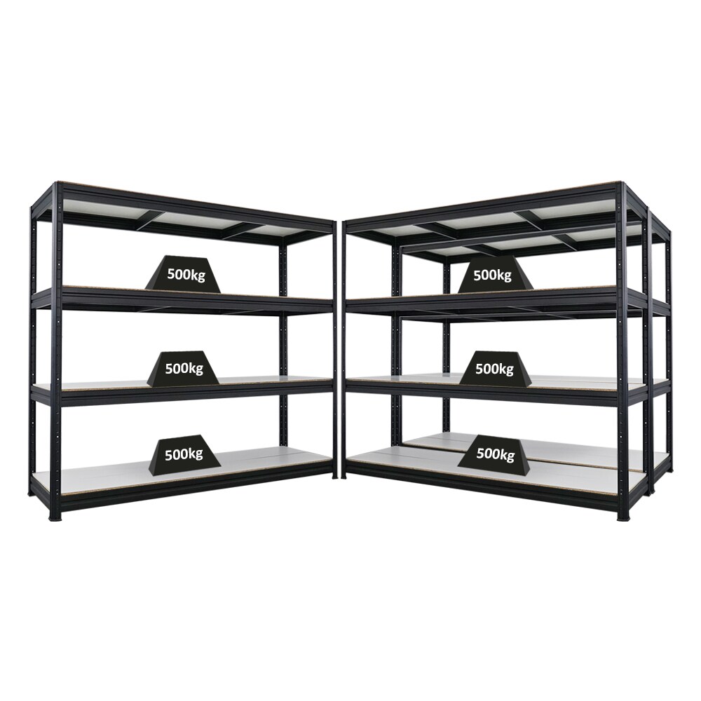 Proregal Mega Deal | 3x Schwerlastregal DINO | HxBxT 180x200x60cm | 4 Melamin-Ebenen 16mm | Fachlast 500kg | Schwarz Image