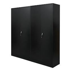 PROREGAL Mega Deal 2x Flügeltürenschrank ELEPHANT Metall Aktenschrank abschließbar 180x80x40cm Stahl 4 Ebenen Stahlschrank Schwarz Image