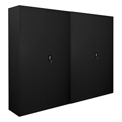 PROREGAL Mega Deal 2x Flügeltürenschrank ELEPHANT Metall Aktenschrank komplett montiert abschließbar 180x120x40cm Stahl 4 Ebenen Stahlschrank Schwarz Image