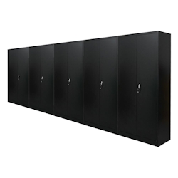 PROREGAL Mega Deal 5x Flügeltürenschrank ELEPHANT Metall Aktenschrank abschließbar 180x80x40cm Stahl 4 Ebenen Stahlschrank Schwarz Image