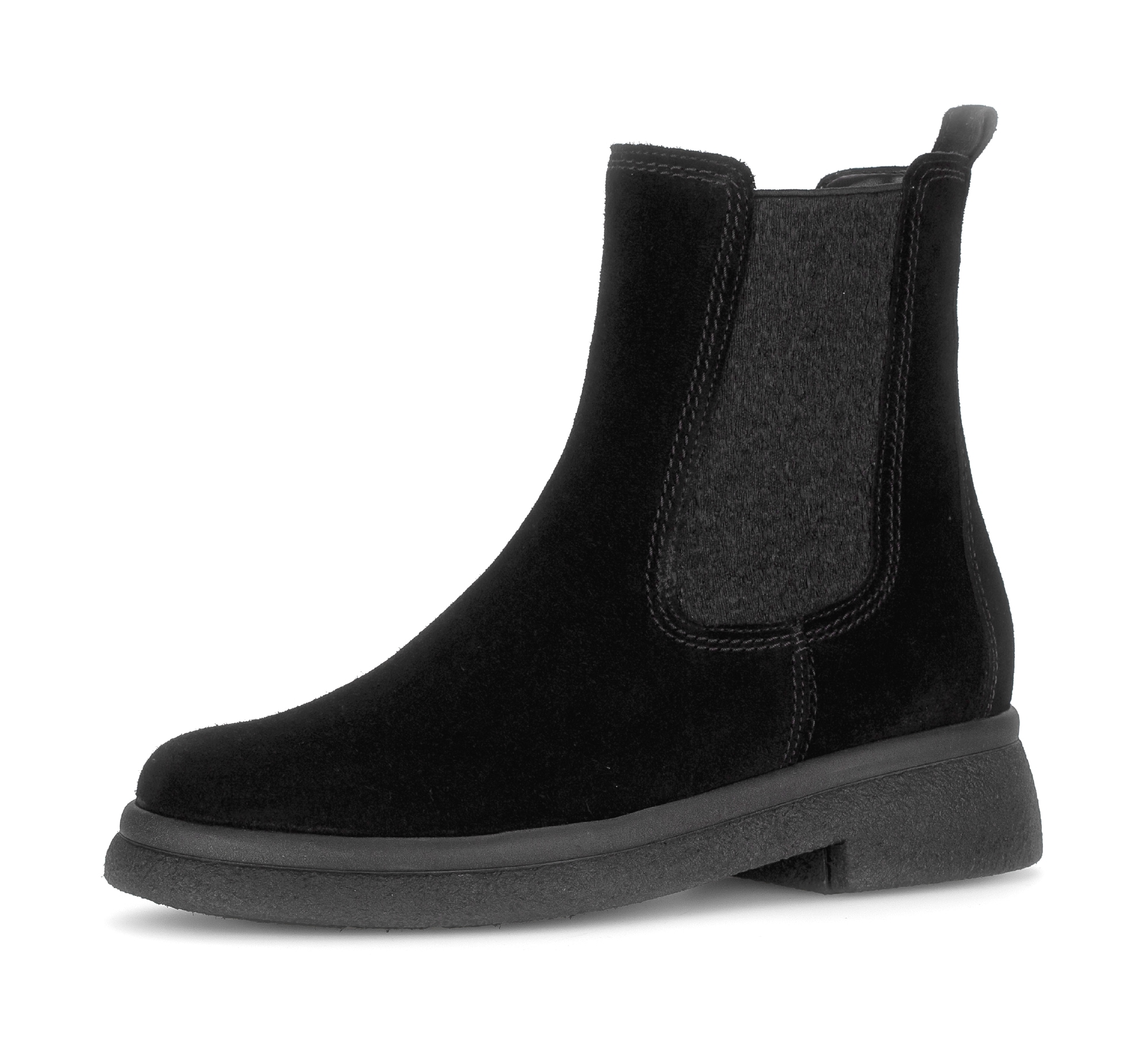 Chelseaboots GABOR, Damen, Gr. 41, schwarz, Veloursleder, unifarben, Schuhe, Blockabsatz, Businessschuh mit Best Fitting-Ausstattung, G-Weite