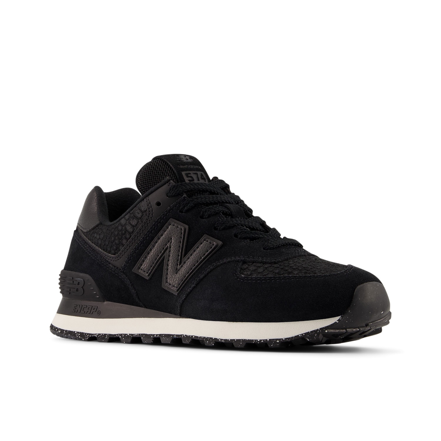 Sneaker NEW BALANCE "WL574", Gr. 41, schwarz, metall, Leder, Sportlich, Schuhe, Topseller Image
