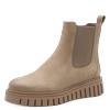 Chelseaboots MARCO TOZZI, Damen, Gr. 40, grau (taupe), Nubuklederimitat, Elastischer Einsatz, used, unifarben, klassisch, Schuhe, Keilsabsatz, Plateau, Stiefelette mit Feel Me-Ausstattung, G-Weite