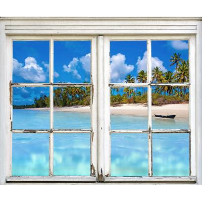 Wandsticker QUEENCE "Insel", blau, T:0,1cm, Wandtattoos, Wandsticker, Wandbild, selbstklebend, 3D, Fenster Image