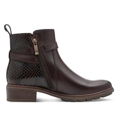 Tamaris Damen Mocca-braune Leder-Bikerstiefeletten mit Schnalle und Reißverschluss Image