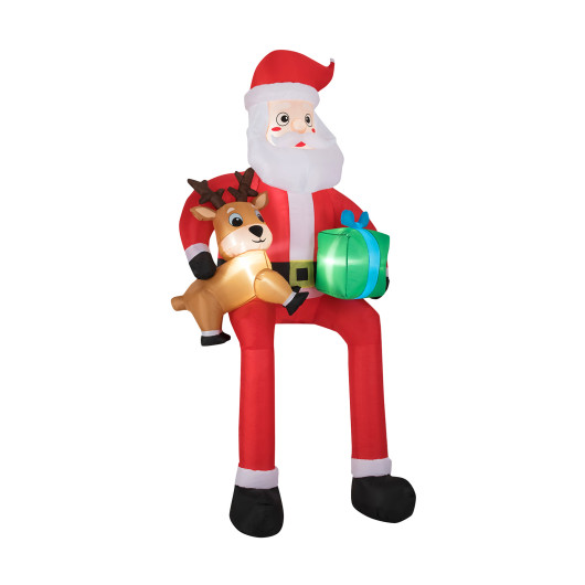 Costway 9.5 Feet Christmas Inflatable Santa Outdoor Decoratio with Built-in LED Lights