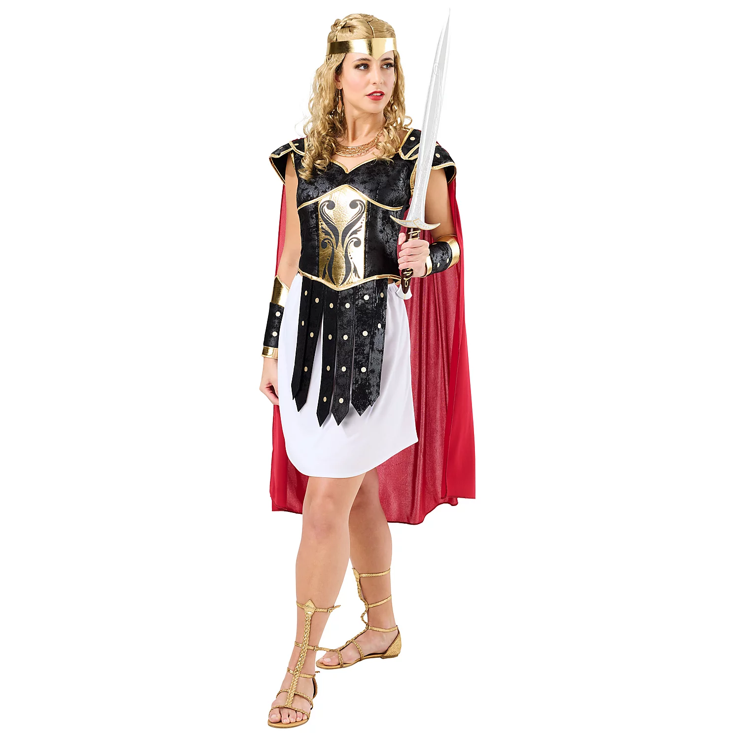 Kostüm Gladiatorin, rot-weiß