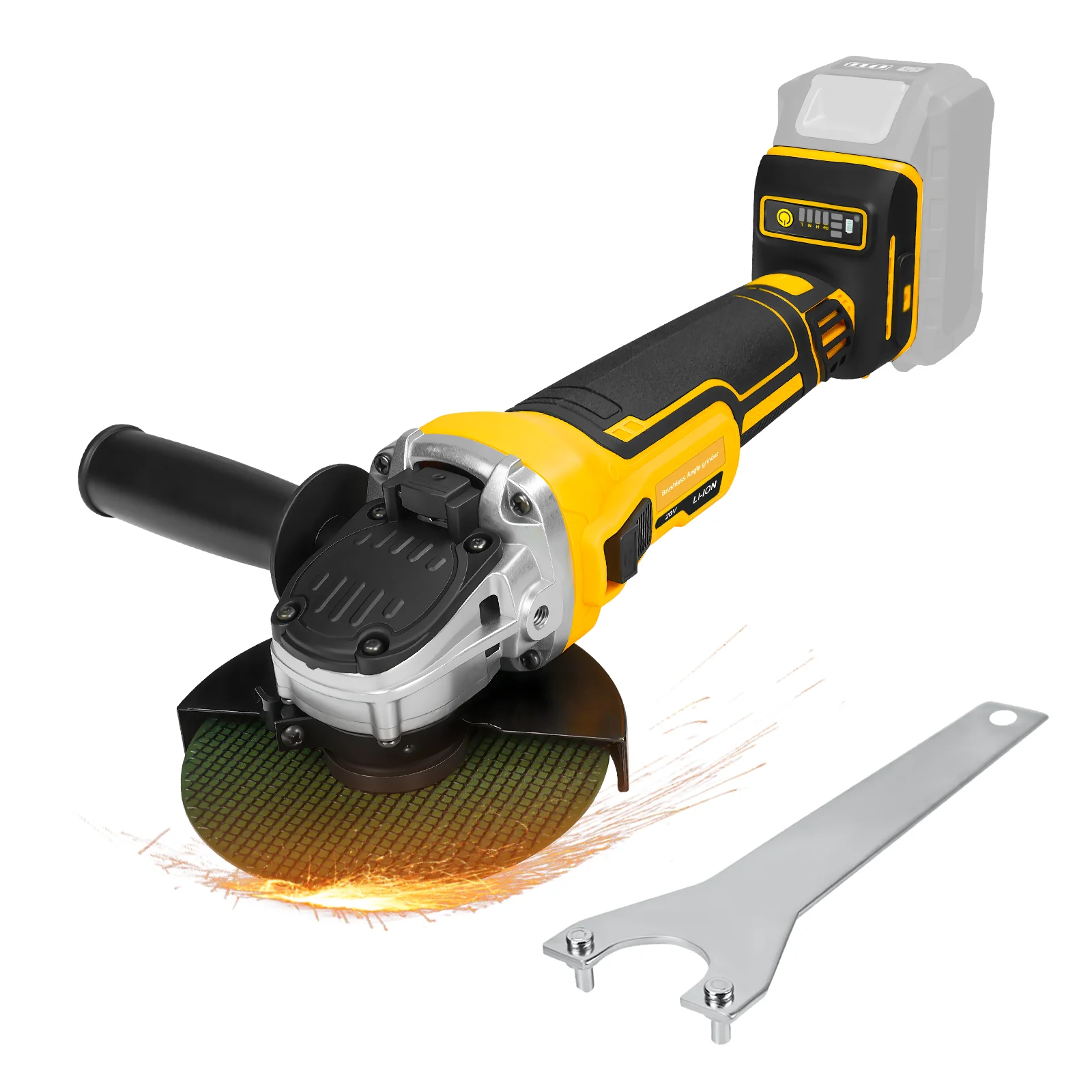 125 mm bürstenloser Winkelschleifer, 6600 U/min, 4-Gang-Akku-Winkelschleifer, Schneiden, Schleifen, Polieren, Werkzeug für Dewalt 20 V Batterie Image