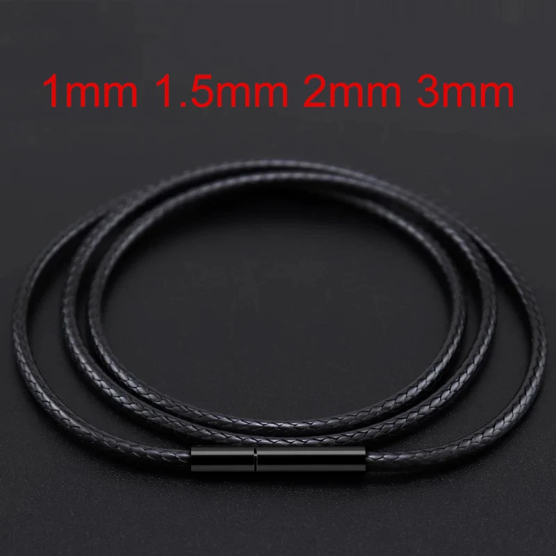 Schwarze Lederkette für DIY Frauen Männer handgemachte geflochtene Seil lange Halskette 40/50/60/70CM Hals Anhänger Kette Schmuck Geschenk Image