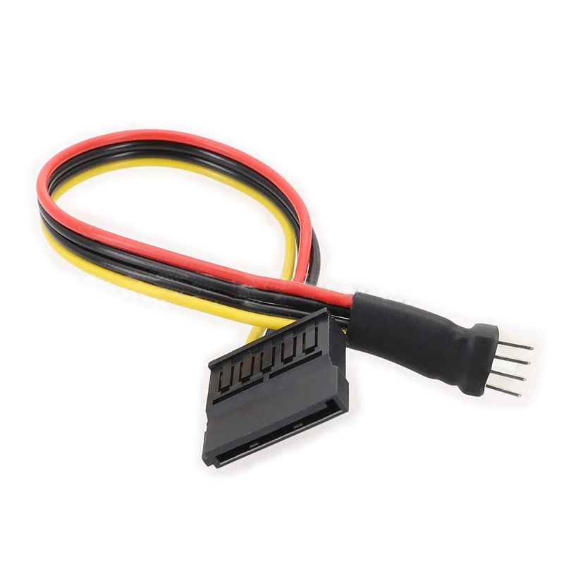 15Pin SATA Buchse auf kleinen 4-Pin-Stecker Kabelkonverter für Diskettenlaufwerk FDD Netzteil führt Kabel 18AWG Extend Wire Apdater Image
